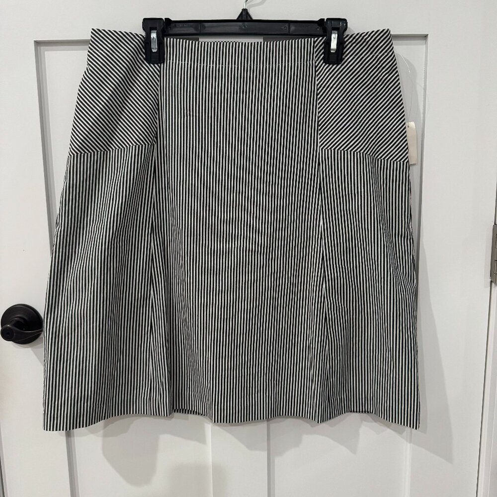 NWT! Talbots Pencil Skirt Black White Pinstripe Lined Women's Size 12